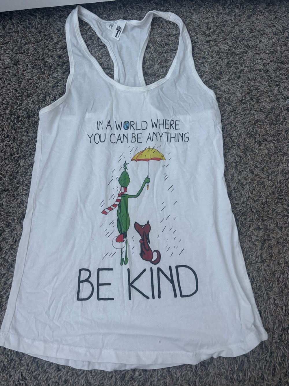 Grinch Be Kind Graphic Racerback Tank Top - White